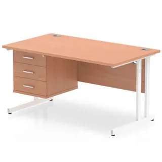 EE - Impulse Cantilever Straight Desk With Single Fixed Pedestal