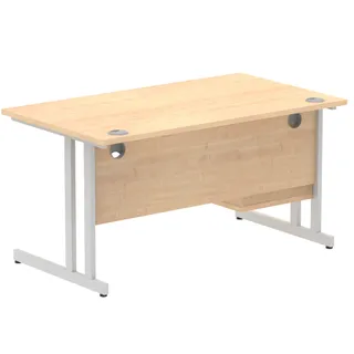 Impulse Cantilever Straight Desk With Single Fixed Pedestal