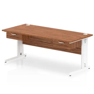 Impulse Cable Managed Straight Desk With Two One Drawer Fixed Pedestals