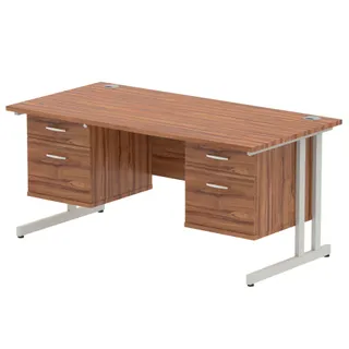 Impulse Cantilever Straight Desk With Two Fixed Pedestal