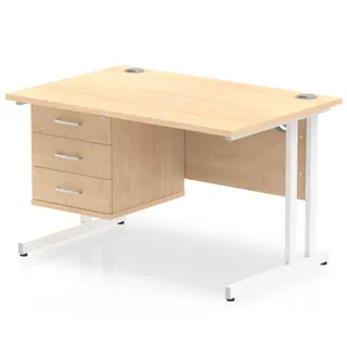 OE - Impulse Cantilever Straight Desk With Single Fixed Pedestal
