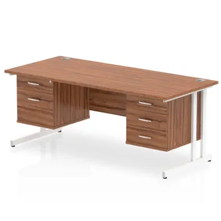 Impulse Cantilever Straight Desk With Two Fixed Pedestal