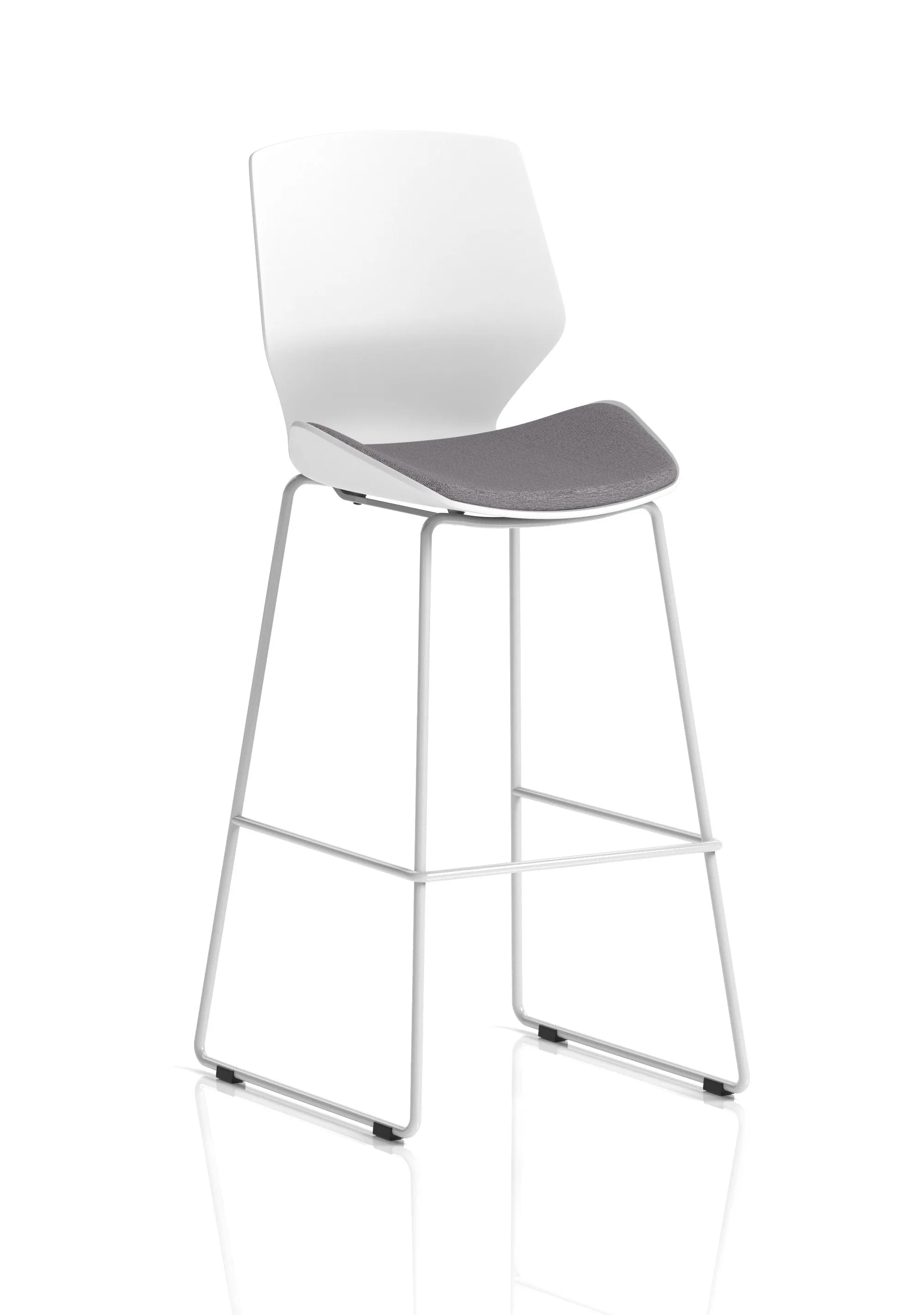 EE - Florence White Frame Fabric Seat High Stool Chair