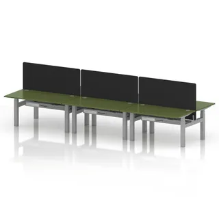 Air Back-to-Back Height Adjustable Bench Desk - 6 Person