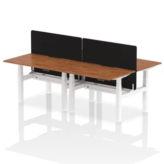 Air Back-to-Back Scalloped Edge Height Adjustable Bench Desk - 4 Person