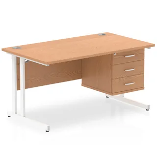 Impulse Cantilever Straight Desk With Single Fixed Pedestal