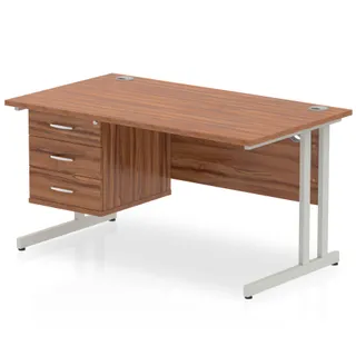 Impulse Cantilever Straight Desk With Single Fixed Pedestal