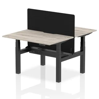 Air Back-to-Back Scalloped Edge Height Adjustable Bench Desk - 2 Person