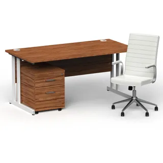 Impulse 1600mm Cantilever Straight Desk With Mobile Pedestal and Ezra Executive Chair