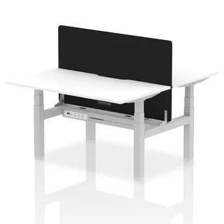 Air Back-to-Back Scalloped Edge Height Adjustable Bench Desk - 2 Person