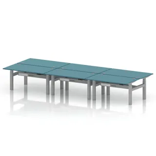 Air Back-to-Back Height Adjustable Bench Desk - 6 Person
