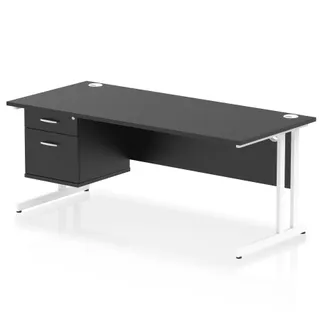 Impulse Cantilever Straight Desk With Single Fixed Pedestal