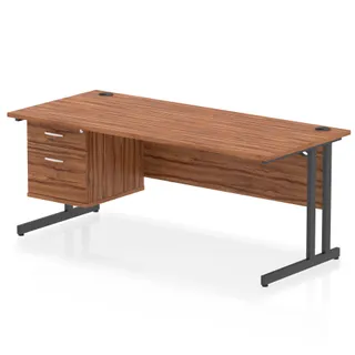 Impulse Cantilever Straight Desk With Single Fixed Pedestal