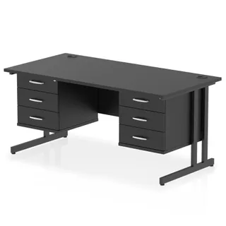 Impulse Cantilever Straight Desk With Two Fixed Pedestal
