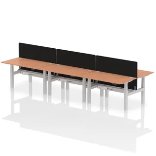Air Back-to-Back Height Adjustable Bench Desk - 6 Person