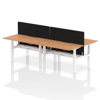 Air Back-to-Back Scalloped Edge Height Adjustable Bench Desk - 4 Person
