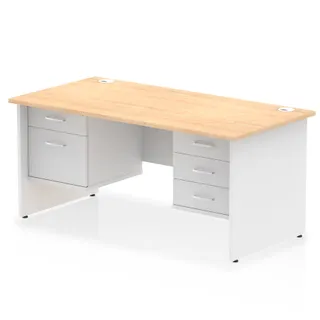 Impulse Panel End Straight Desk With Two Fixed Pedestal