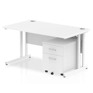 OE - Impulse Cantilever Straight Desk With Mobile Pedestal