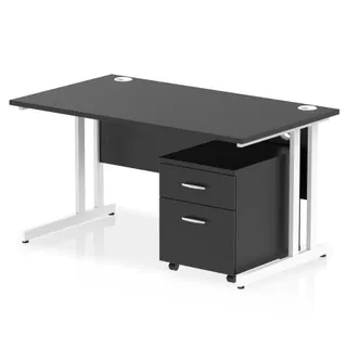 Impulse Cantilever Straight Desk With Mobile Pedestal