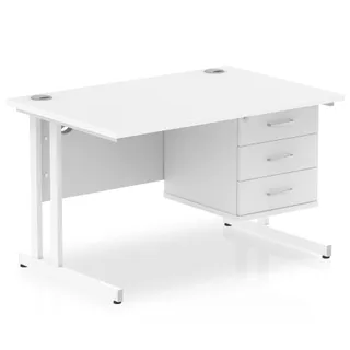 Impulse Cantilever Straight Desk With Single Fixed Pedestal