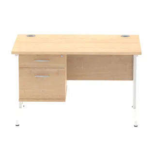 Impulse Cantilever Straight Desk With Single Fixed Pedestal