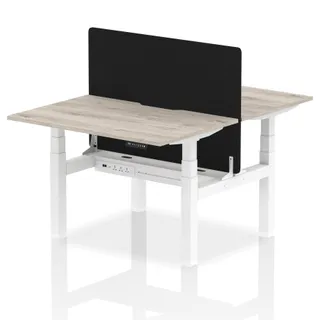 Air Back-to-Back Scalloped Edge Height Adjustable Bench Desk - 2 Person
