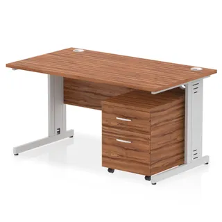 Impulse Cable Managed Straight Desk With Mobile Pedestal