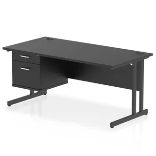 Impulse Cantilever Straight Desk With Single Fixed Pedestal