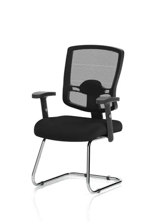 Portland Mesh Back Cantilever Visitor Chair with Arms