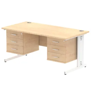 Impulse Cable Managed Straight Desk With Two Fixed Pedestal