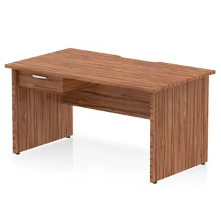 Impulse Scalloped Edge Panel End Straight Desk With Single One Drawer Fixed Pedestal