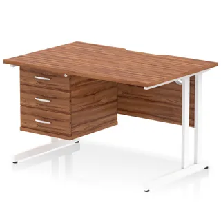 Impulse Scalloped Edge Cantilever Straight Desk With Single Fixed Pedestal