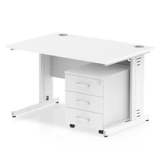 Impulse Cable Managed Straight Desk With Mobile Pedestal