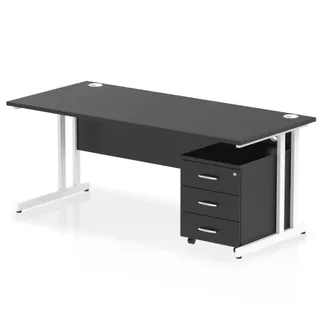 Impulse Cantilever Straight Desk With Mobile Pedestal