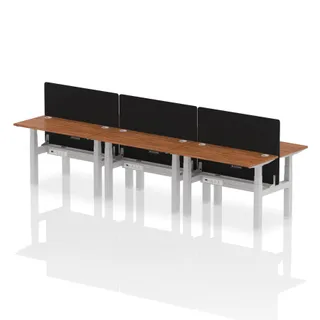 Air Back-to-Back Slimline Height Adjustable Bench Desk - 6 Person