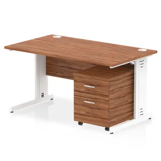 Impulse Cable Managed Straight Desk With Mobile Pedestal
