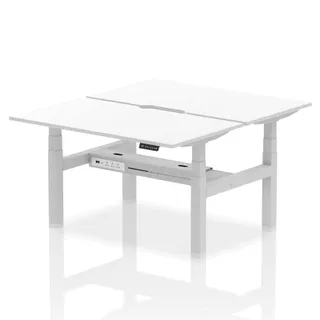 Air Back-to-Back Scalloped Edge Height Adjustable Bench Desk - 2 Person
