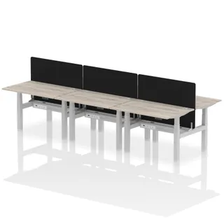 Air Back-to-Back Height Adjustable Bench Desk - 6 Person