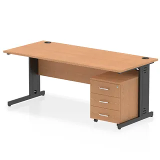 Impulse Cable Managed Straight Desk With Mobile Pedestal
