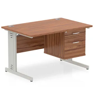 Impulse Cable Managed Straight Desk With Single Fixed Pedestal