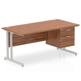 Impulse Cantilever Straight Desk With Single Fixed Pedestal
