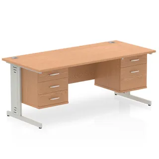 Impulse Cable Managed Straight Desk With Two Fixed Pedestal
