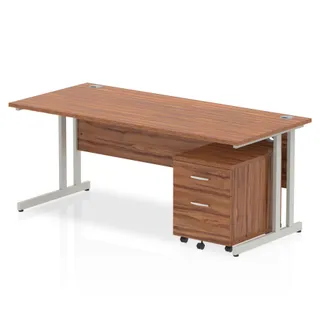 Impulse Cantilever Straight Desk With Mobile Pedestal