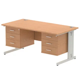 Impulse Cable Managed Straight Desk With Two Fixed Pedestal