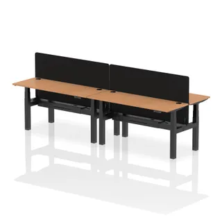 Air Back-to-Back Slimline Height Adjustable Bench Desk - 4 Person