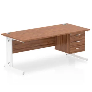 Impulse Cable Managed Straight Desk With Single Fixed Pedestal
