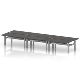Air Back-to-Back Height Adjustable Bench Desk - 6 Person