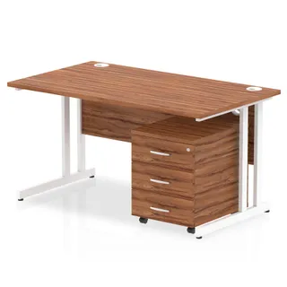 Impulse Cantilever Straight Desk With Mobile Pedestal