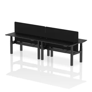 Air Back-to-Back Slimline Height Adjustable Bench Desk - 4 Person