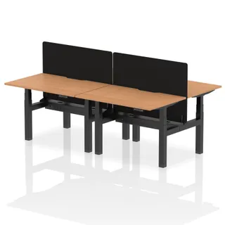 Air Back-to-Back Scalloped Edge Height Adjustable Bench Desk - 4 Person